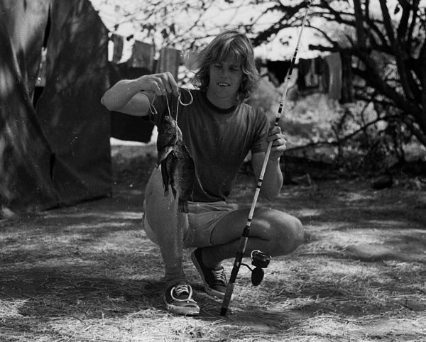 Paul Augustinus in 1968 - with fish caught from a Sapi Flood Plain pool  