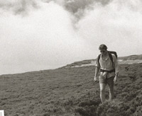 Paul Augustinus hikes along a path in the Cairngorm Mountains in Scotland