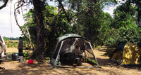 A campsite on the Mara River in Kenya