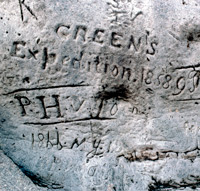 A baobab has carvings all over that were inscribed in the bark in the 1850s. Green's Baobab, in Botswana