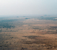 An aerial view of the Goha Hills in the Chobe National Park in Botswana