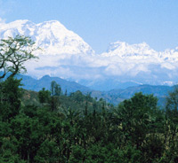 A view of snow covered mountains in India